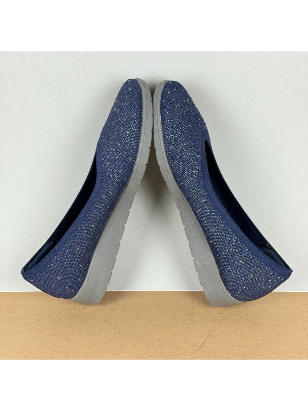 Skechers Cleo Sparkle Wedge Comfort Shoes Womens 9 Navy Blue Embellished - Picture 5 of 10